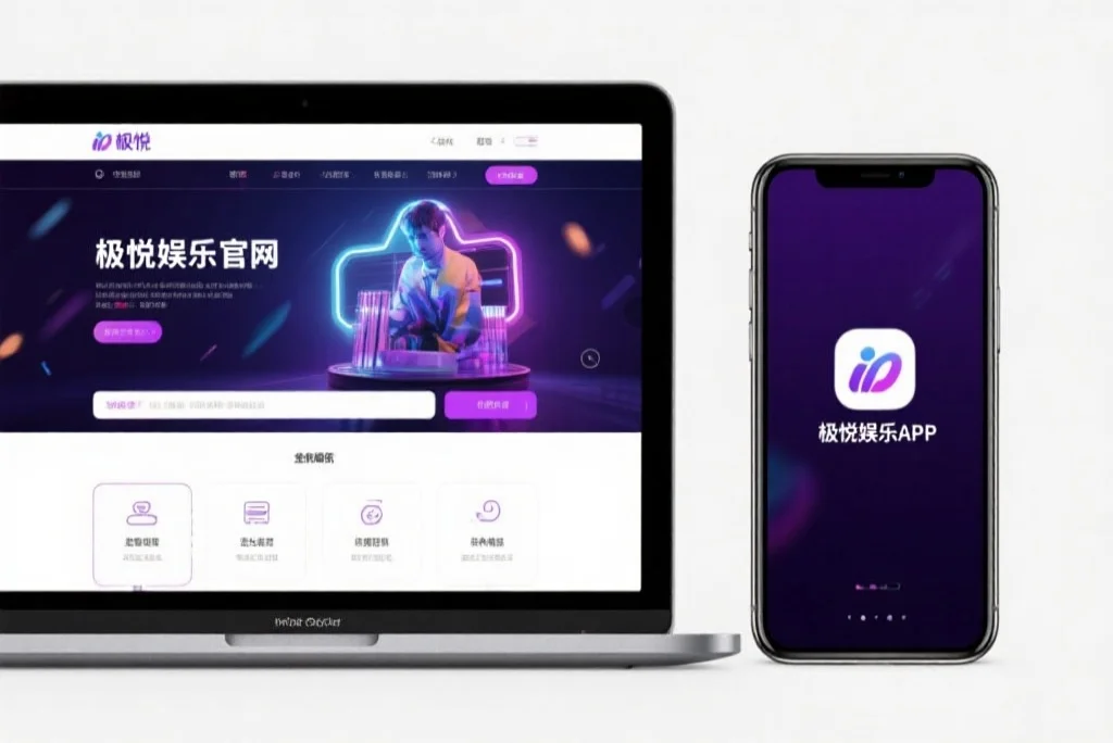 一台笔记本电脑屏幕上显示着长征娱乐官网的界面，旁边是一部手机显示着长征娱乐APP，两者并列对比